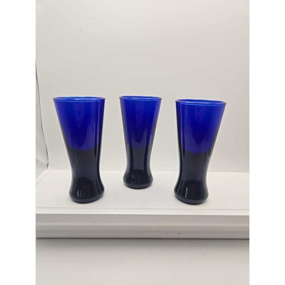 Cobalt Blue Shot Glasses 3 Glasses! Unbranded